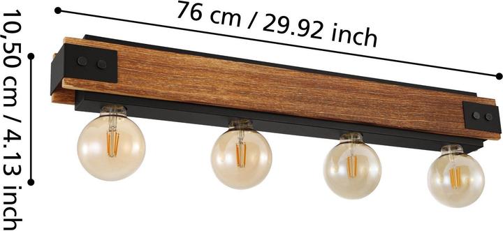 Produktbild EGLO Deckenleuchte LAYHAM 4x E27, Braun/Schwarz (E27)