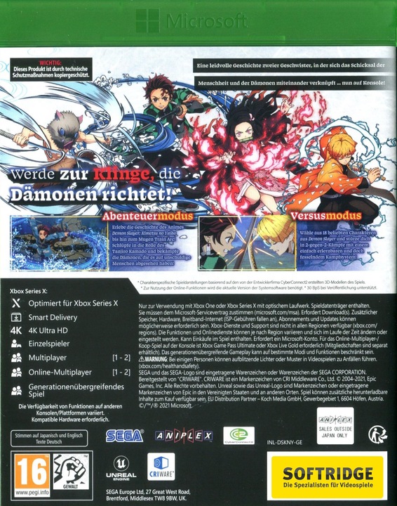 Produktbild Atlus Demon Slayer Kimetsu no Yaiba The Hinokami Chronicle (Xbox Series X, Xbox One X, DE)
