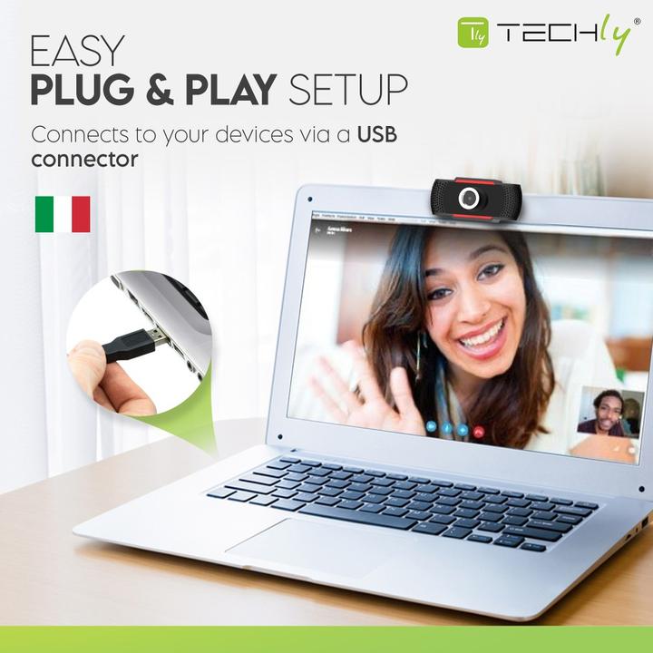 Productafbeelding Techly Full HD USB Webcam met microfoon (2.07 Mpx)