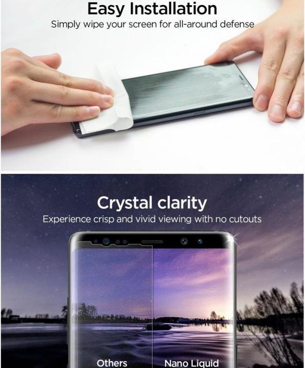 Actual product image Spigen Glass.tR Nano Liquid (1 Piece, Samsung Galaxy S9)
