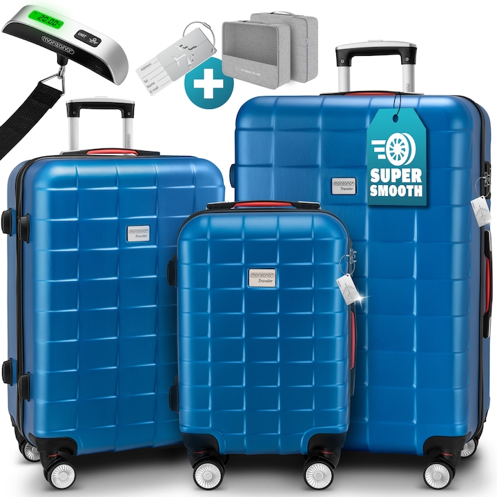 Monzana Hartschalenkoffer TSA Schloss 3er Set