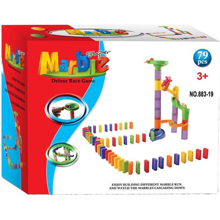Kugelbahn- und Domino-Set, 79-tlg.