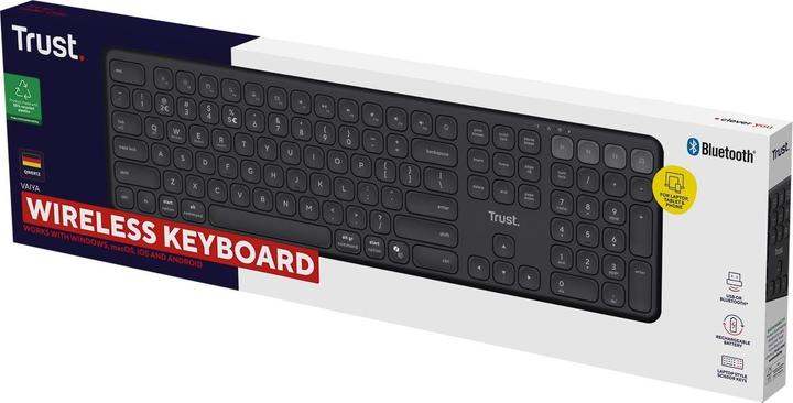 Produktbild Trust Vaiya Kabellose Tastatur für mehrere Geräte - Schwarz DE (DE, Kabellos)