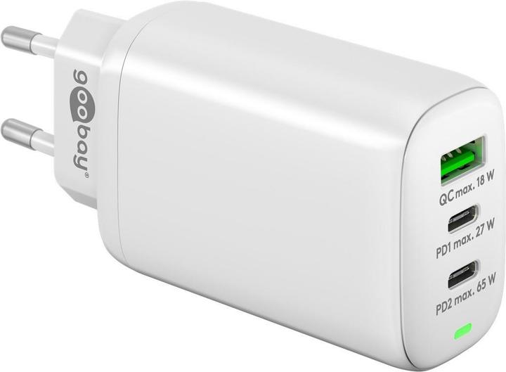 Produktbild Goobay USB-C PD 3-fach Multiport-Schnellladegerät 65 W weiss (65 W)