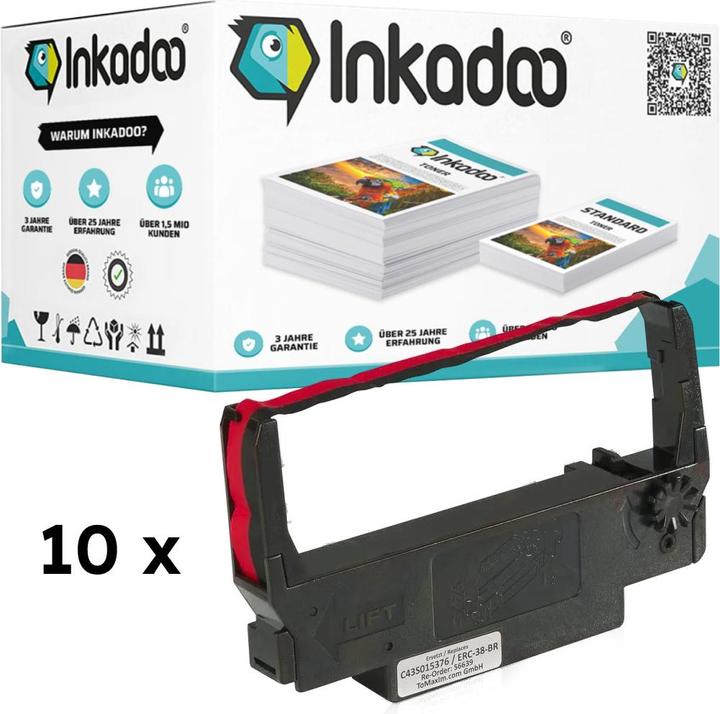 Inkadoo Compatible with Epson C43S0 15374 / ERC-38-B contains 10x colour ribbon