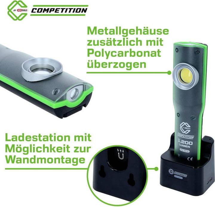 Image du produit KS Tools 512.4510 COMPETITION LED-Arbeitsleuchte, dimmbar, 1200 Lumen, mit Lades (1200 lm)