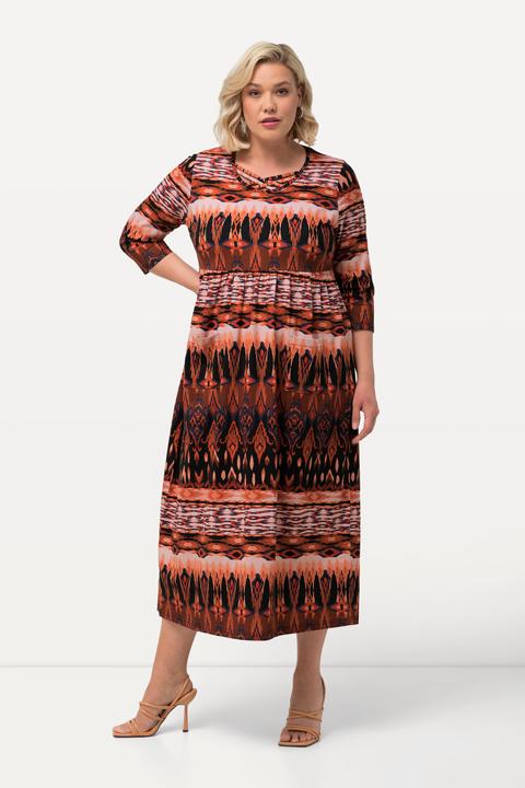 Produktbild Ulla Popken Jerseykleid, A-Linie, Zierbänder, Rundhals, 3/4-Arm (50, 52)