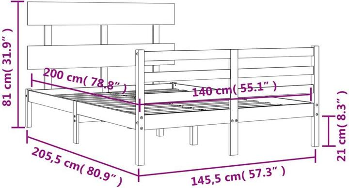 Produktbild vidaXL Bettrahmen (140 x 200 cm)