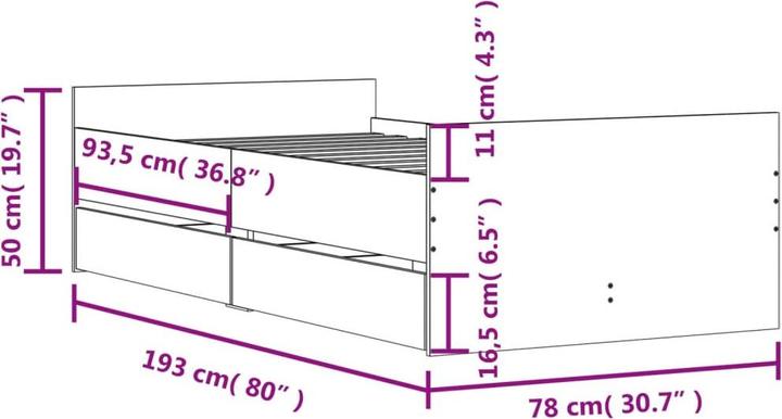 Image du produit vidaXL Bettgestell (90 x 190 cm)