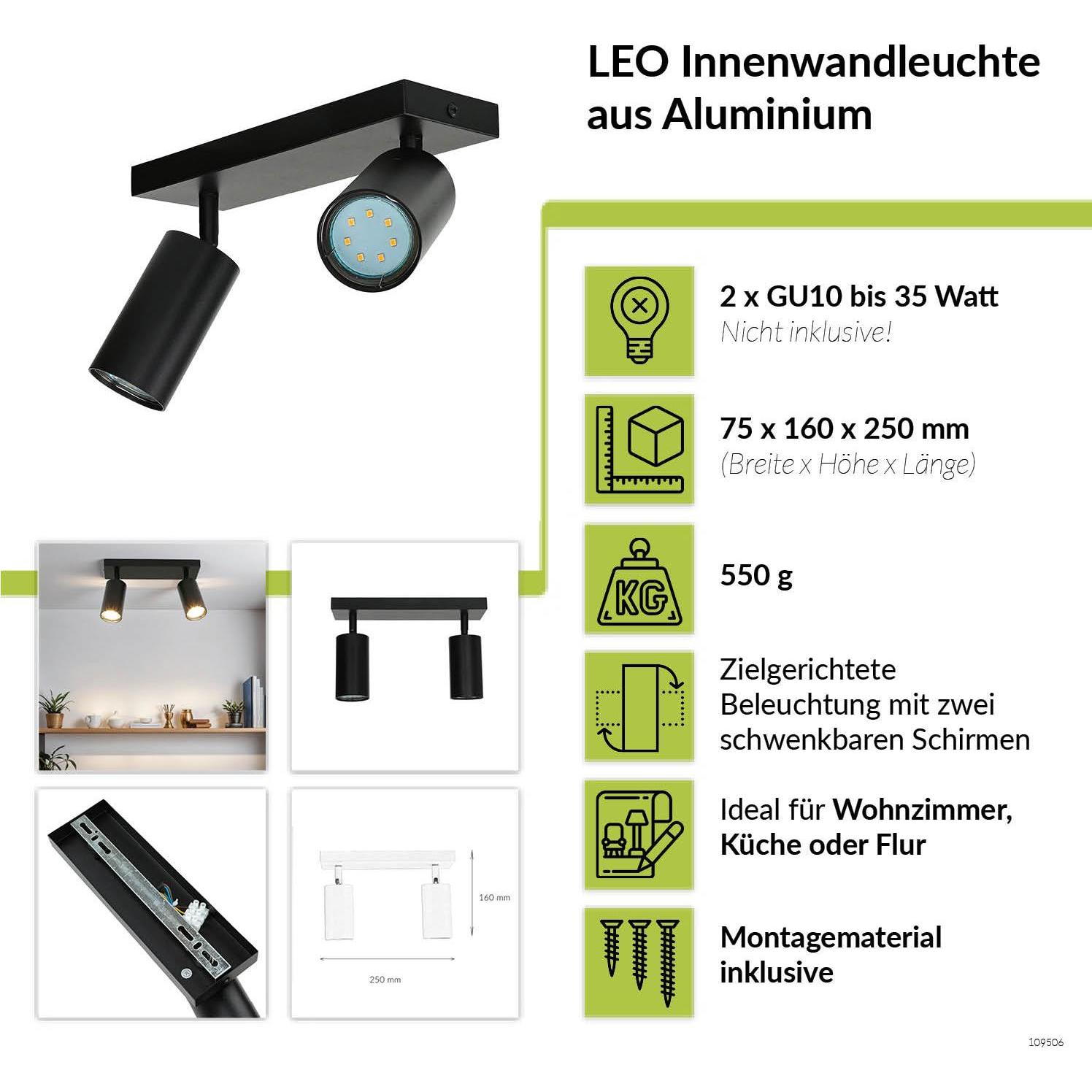 Thumbnail - Licht-Erlebnisse, Wandleuchte + Deckenleuchte, Spot Strahler Leo (GU10)