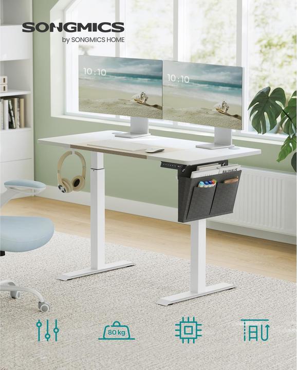 Image du produit Songmics Piètement de table avec plateau 120 x 60 cm, réglable en hauteur (120 x 60 x 120 cm)