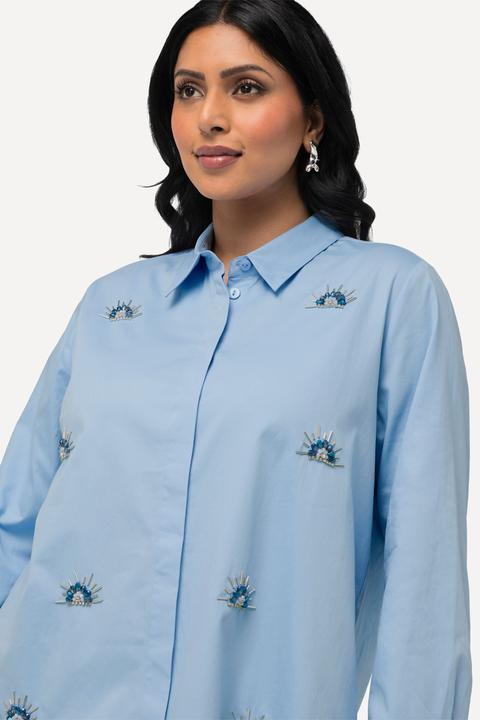 Immagine prodotto Ulla Popken Camicia con ricami, perline, collo da camicia e maniche lunghe (60)