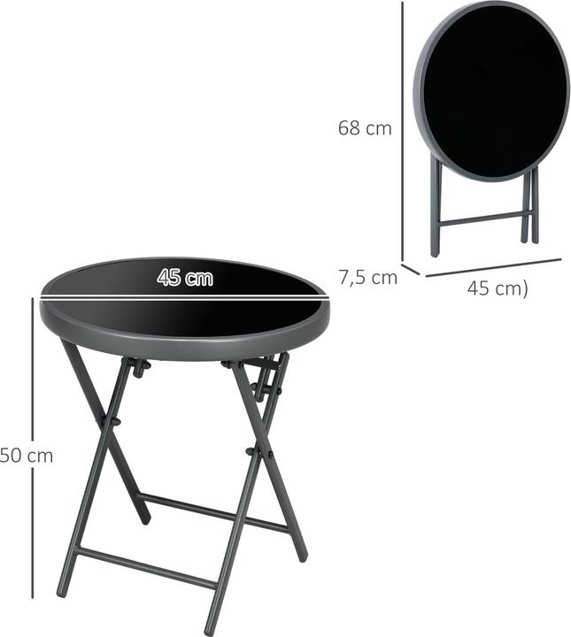 Actual product image Outsunny Beistelltisch Metall, Hartglas Schwarz