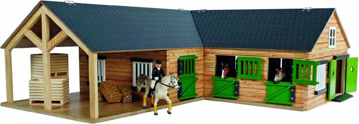 Actual product image Kids Globe Farming Horse corner stable with 3 boxes and storage room 1:24