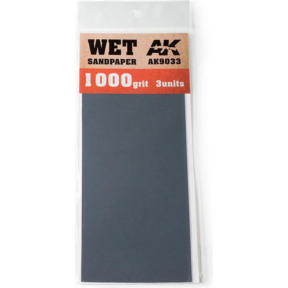 AK Interactive, Künstlerfarbe + Bastelfarbe, Wet Sandpaper 1000 Grit. 3 units