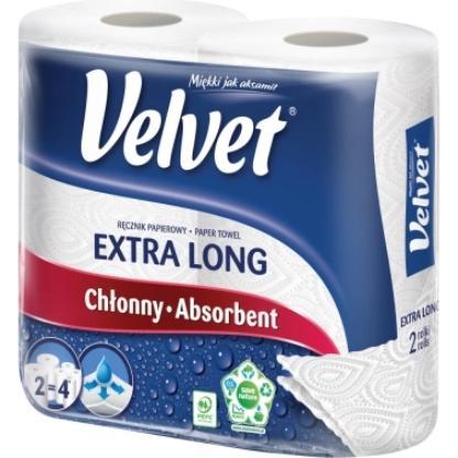 Velvet Samt extra langes Papiertuch, 2 Walzen, Haushaltspapier