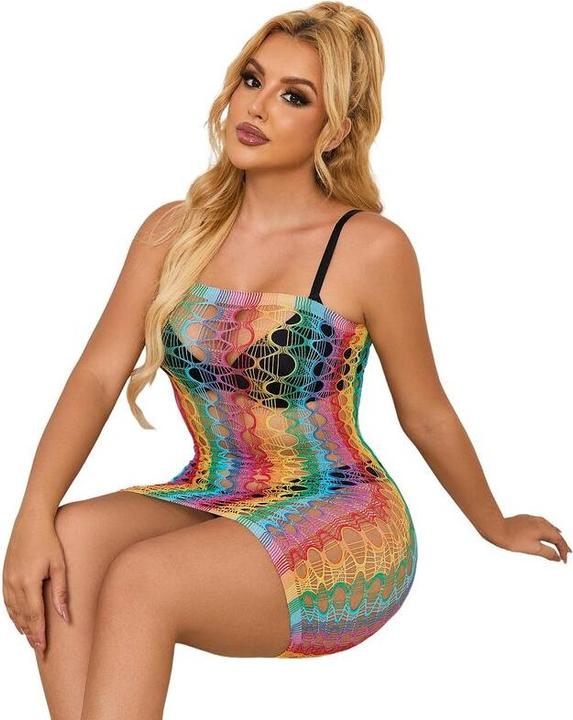 Produktbild Subblime 952365 Rainbow Netz-Bodystocking Mit Freien Schultern Eine Grã–Sse (S)