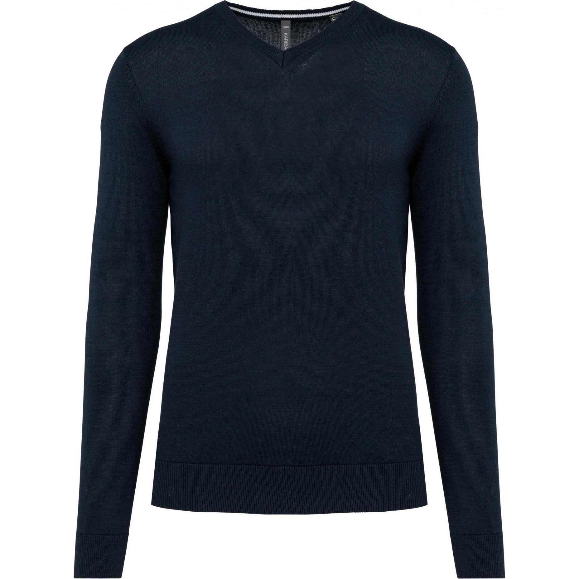 Kariban, Herren, Pullover, Ökologisch verantwortungsvoller Pullover mit V-Ausschnitt, Blau, (XL)