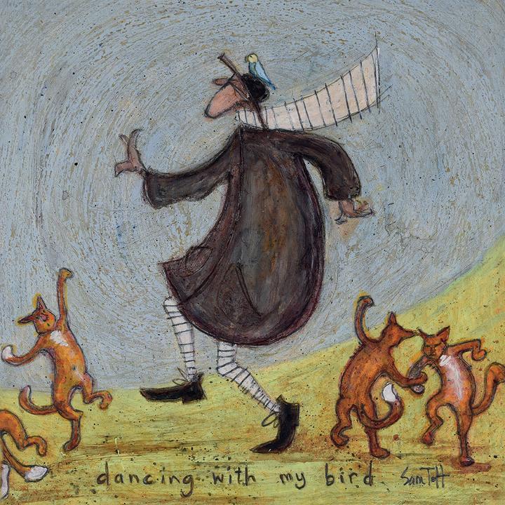 Actual product image Sam Toft Dancing With My Bird Wooden Chalkboard (20 x 20 x 2.7 cm)