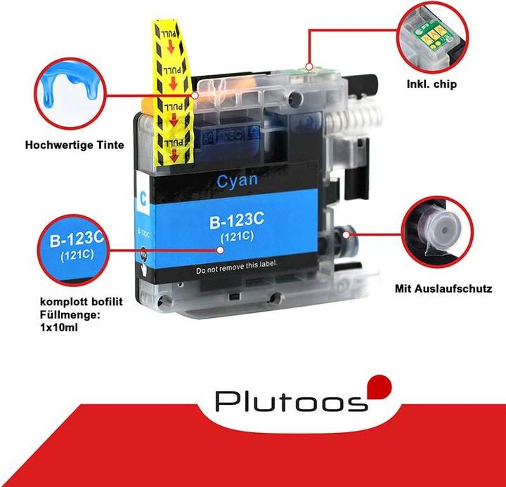 Immagine prodotto Plutoos Brother LC-123C Cartuccia XXL compatibile, ciano (C)