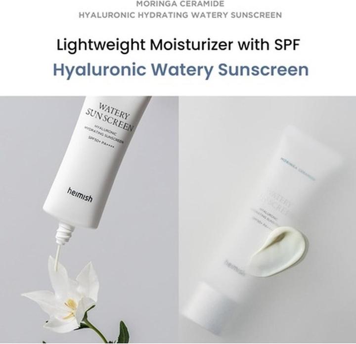 Actual product image Heimish Moringa Ceramide Hyaluronic Hydrating Watery Sunscreen SPF (Suntan cream)