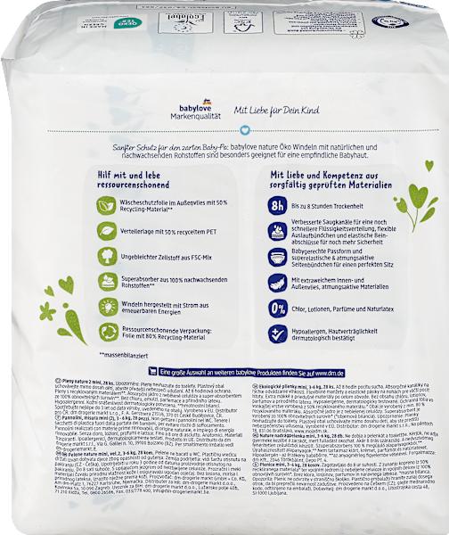 Valeurs nutritives et ingrédients dm babylove nature Windeln (Taille 2, Pack, 28 pcs)