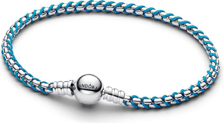 Produktbild Pandora Blaue Kordel Schlangen Gliederarmband (17 cm, Textil, Silber 925)