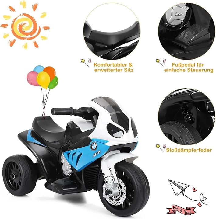 Immagine prodotto Homcom Kinder Elektro Motorrad mit Licht- und Soundeffekte BMW S1000 RR blau (6 V)