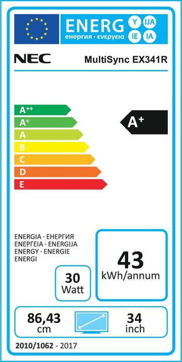 Etichetta energetica NEC MultiSync EX341R (3440 x 1440 pixel, 34")