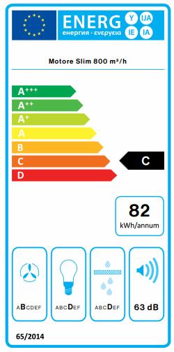 Etichetta energetica Falmec Cofano a soffitto NUVOLA 140 EVO in acciaio inox AISI 304 (Ventilatori a soffitto)