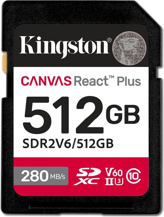 Image du produit Kingston Canvas React Plus V60 (512 Go, SDXC, U3, UHS-II)
