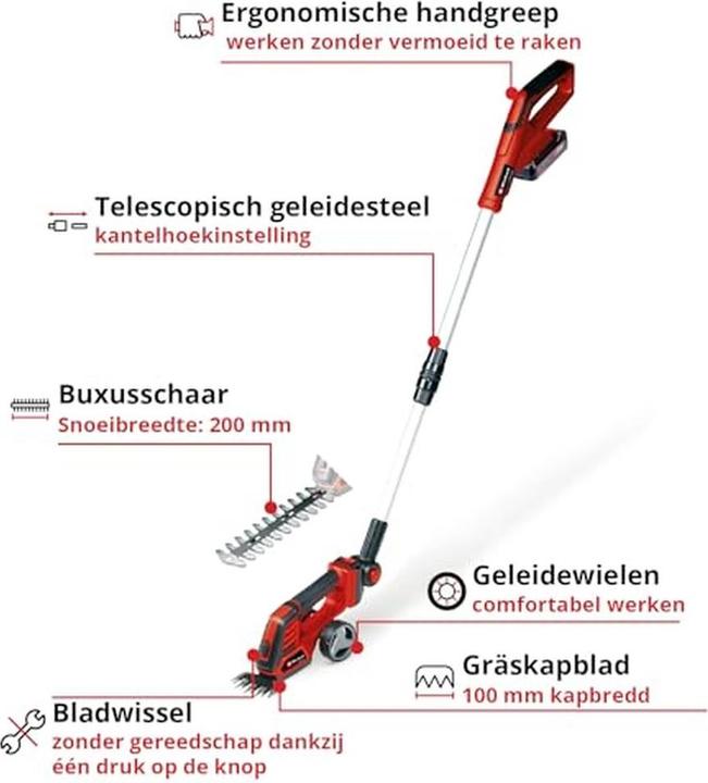 Image du produit Einhell GE-CG 18/100 Li T (1x 2,5Ah) Akku Gras- und Strauchschere 18 V Li-Ion (Fonctionnement sur batterie)