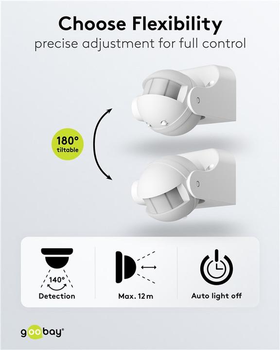 Produktbild Goobay Bewegungsmelder, neigbar, weiss