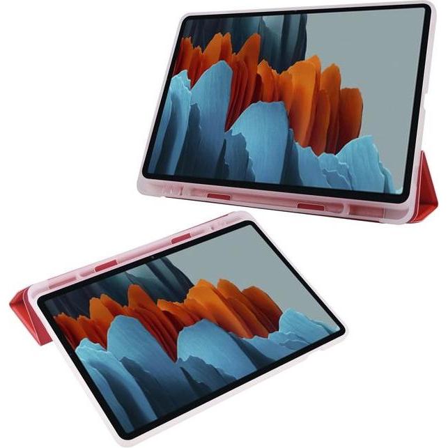 Thumbnail - MU Classic Dreifach faltbare Hülle mit Stylus Halterung (Galaxy Tab S7), Tablet Hülle, Rot