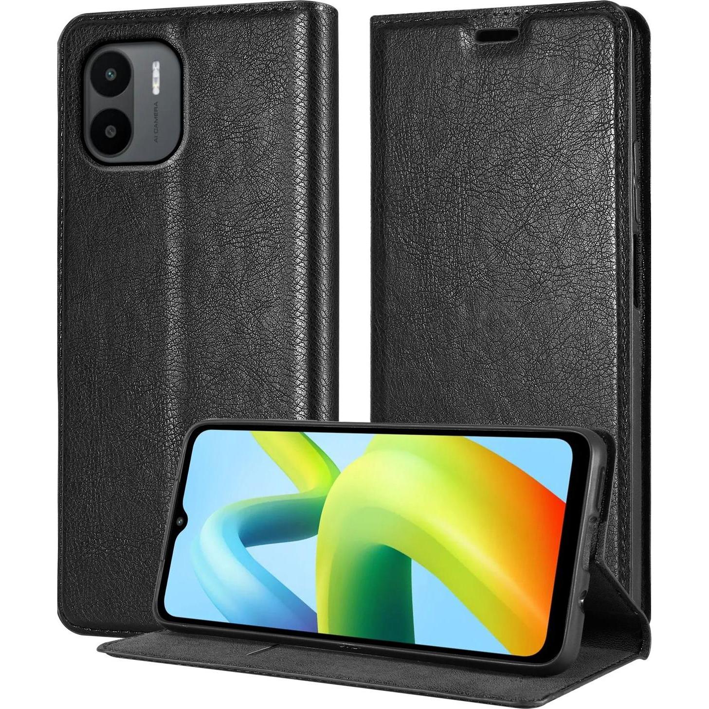 Cadorabo Invisible Book Hülle für Xiaomi RedMi A1 mit Magnet (Xiaomi Redmi A1), Smartphone Hülle, Schwarz