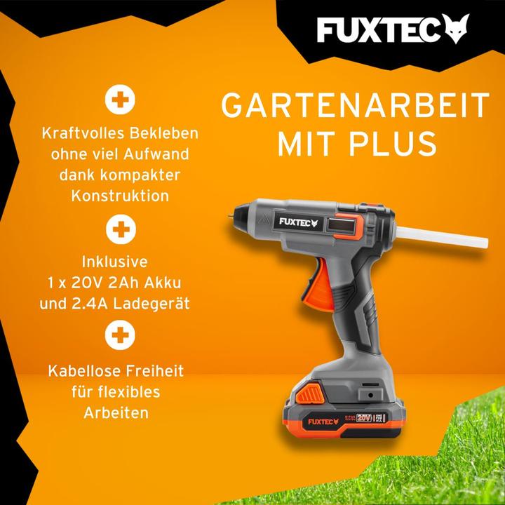 Image du produit Fuxtec Pistolet à colle sans fil 20V FX-E1GG20 SET - avec 1x batterie 2Ah, 1x chargeur 2.4A