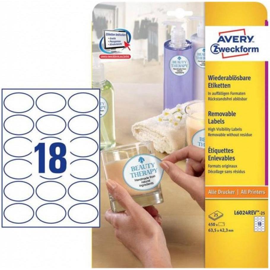 Avery, Etiketten, Ovale Etiketten, ablösbar