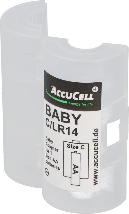 Actual product image AccuCell Universal Baby C adapter for 1x Mignon/AA each to size Baby, C, LR14, FR14 (2 pcs., AA, C)
