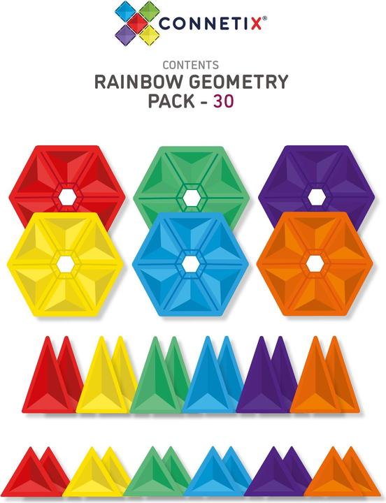 Actual product image Connetix CON-EU-30G - 30 Piece Geometry Pack, Rainbow