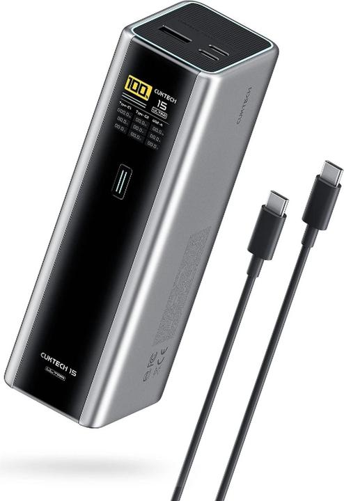 Immagine prodotto Cuktech Powerbank CKPB200UGLGR 210W 20000mAh 2 x USB-C 1 x USB-A - grau (20000 mAh, 210 W, 74 Wh)