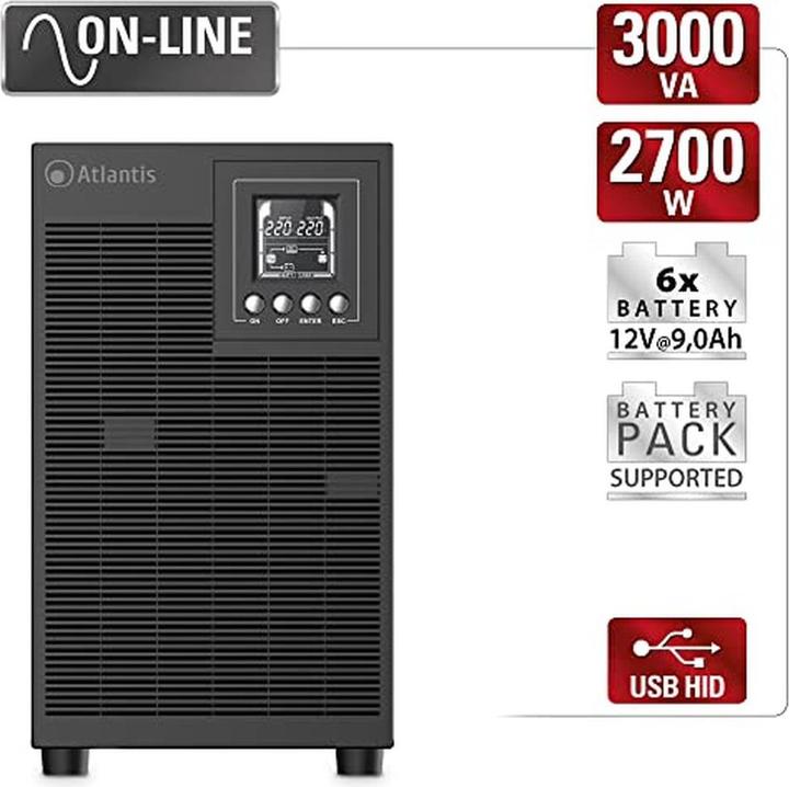 Image du produit Land UPS A03-OP3002P 3000VA/2700W double convers. Smart Batt. interf Double Conversion (sur (3000 VA, 2700 W, Double convertisseur en ligne Onduleur)