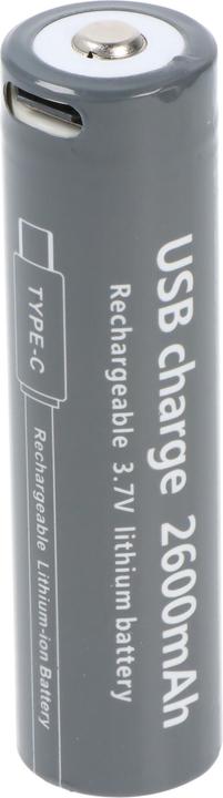 Produktbild AccuCell Rundzelle 18650, Li-ion, 3,7V, 2600mAh, 9,6Wh, mit USB-C Charging Port (18650, 2600 mAh)