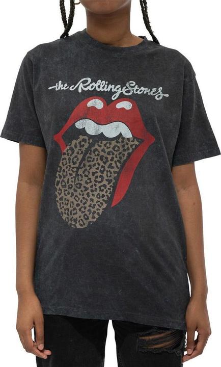 Produktbild The Rolling Stones Unisex Adult Leopard Tongue Acid Wash T-Shirt (L)