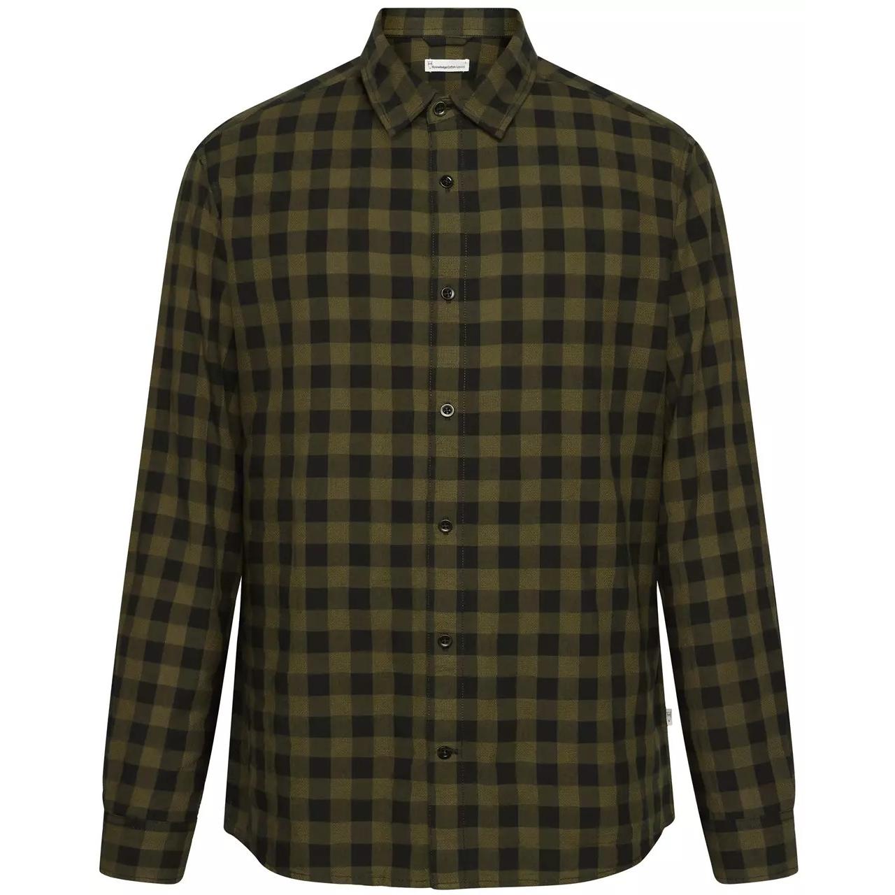 KnowledgeCotton Apparel, Herren, Hemd, Regular Checked Shirt Men, Grün, (XL)
