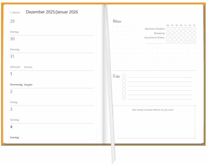 Immagine prodotto Kalenderbuch A6 gelb 2026 (A6, 1 settimana / 2 pagine)