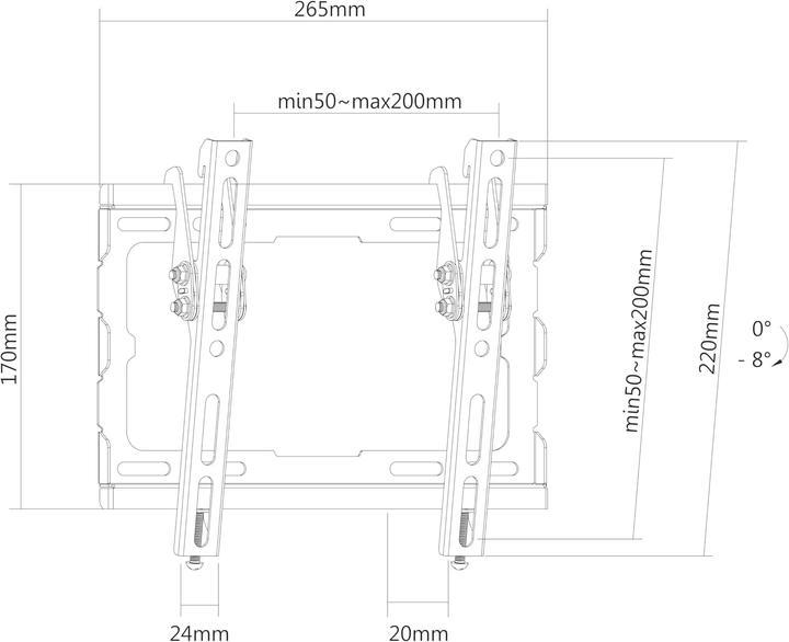Produktbild PureMounts TV-Wandhalter PM-BT 210, Vesa 200x200 mm (Wand, 45 kg)