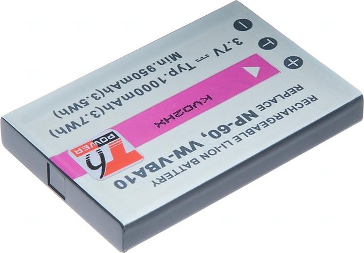 Actual product image T6 Power Battery NP-60, KLIC-5000, NP-30, LI-20B,, Äerná (Camera battery)