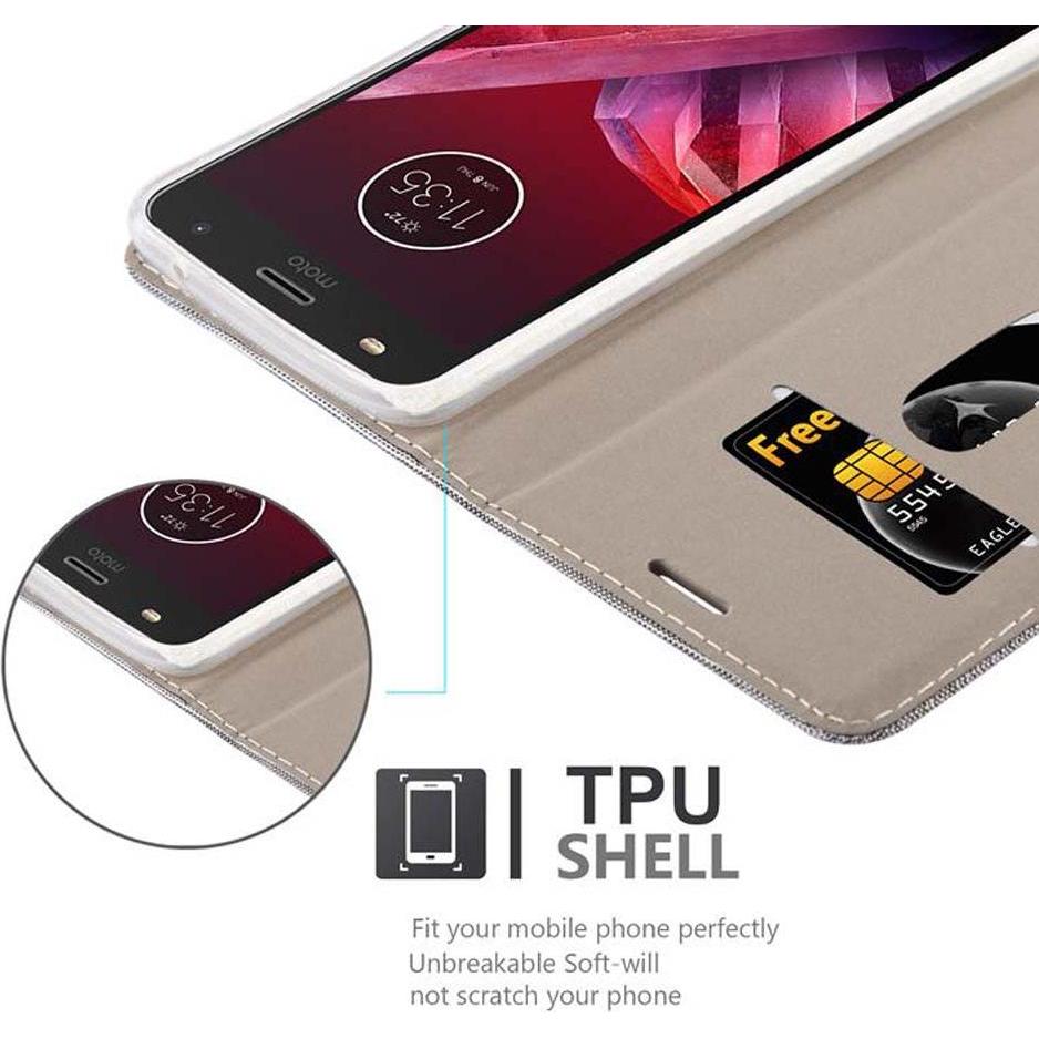 Thumbnail - Cadorabo Jeans Optik (Motorola Moto Z2 Play, Motorola Moto Z2 Force), Smartphone Hülle, Grau, Braun