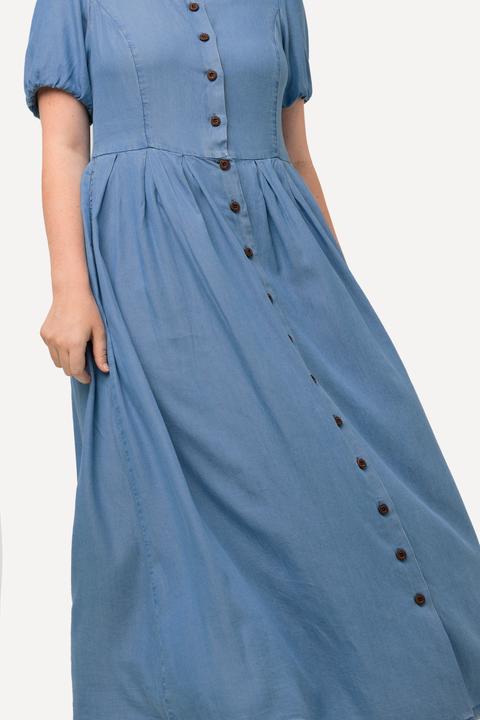 Immagine prodotto Ulla Popken Abito in stile Tracht con effetto jeans, scollo a cuore e mezze maniche (46)