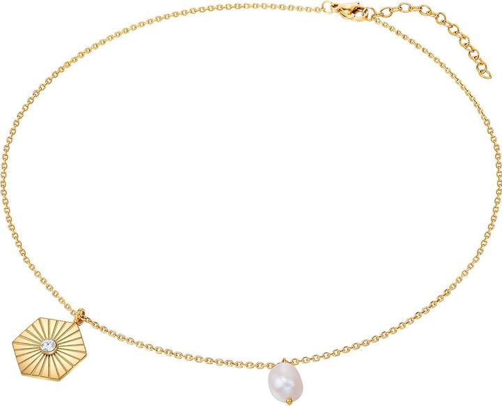 Image du produit Valero Pearls Femme Acier inoxydable Preciosa Perle de culture d'eau douce or jaune 40,0 cm chaîne de base + 5,0 (Acier inoxydable, 40 - 45 cm)